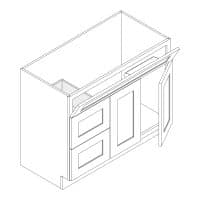 Vanity sink base · 42 in · Door left